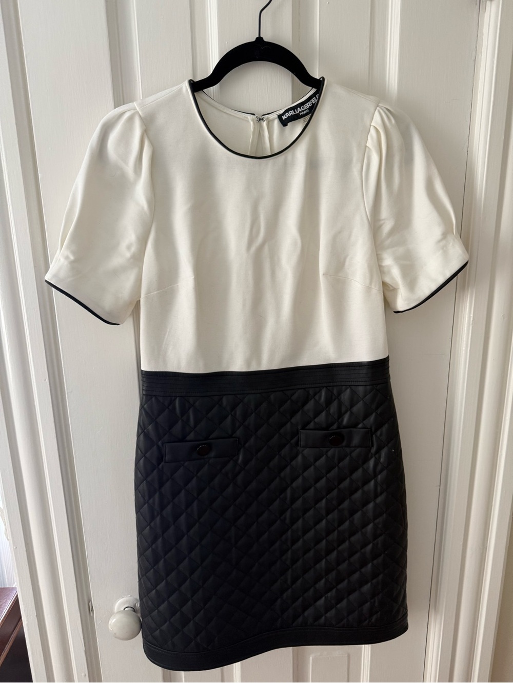 Karl Lagerfeld White and Black Quilted Mini Dress